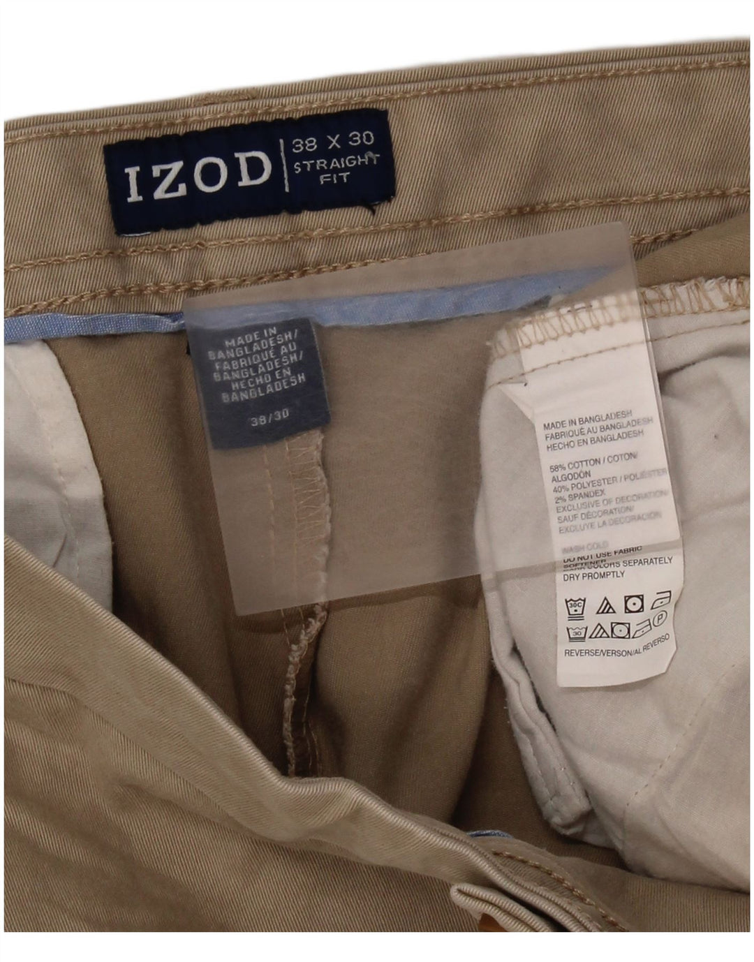 IZOD Muške ravne chino hlače W38 L30 Bež pamuk