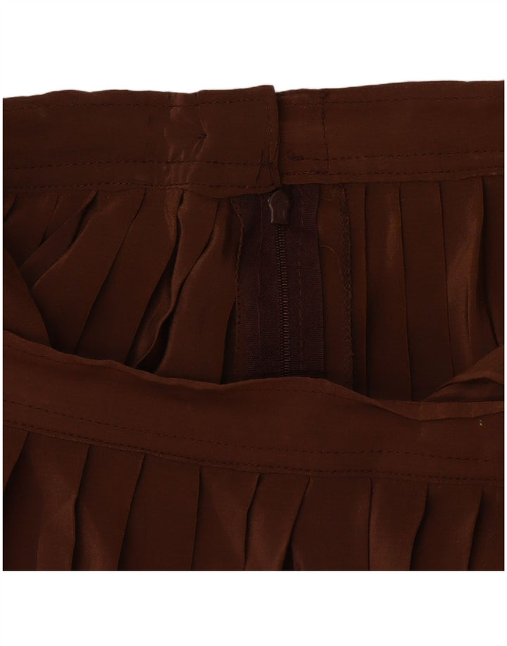 VINTAGE Womens High Waist Pleated Skirt W26 Small Brown