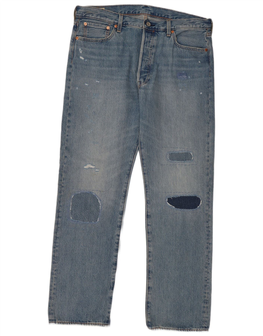 Levi's muške 501 ravne traperice W36 L32 plavi patchwork pamuk
