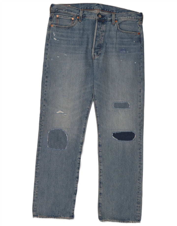 Levi's muške 501 ravne traperice W36 L32 plavi patchwork pamuk