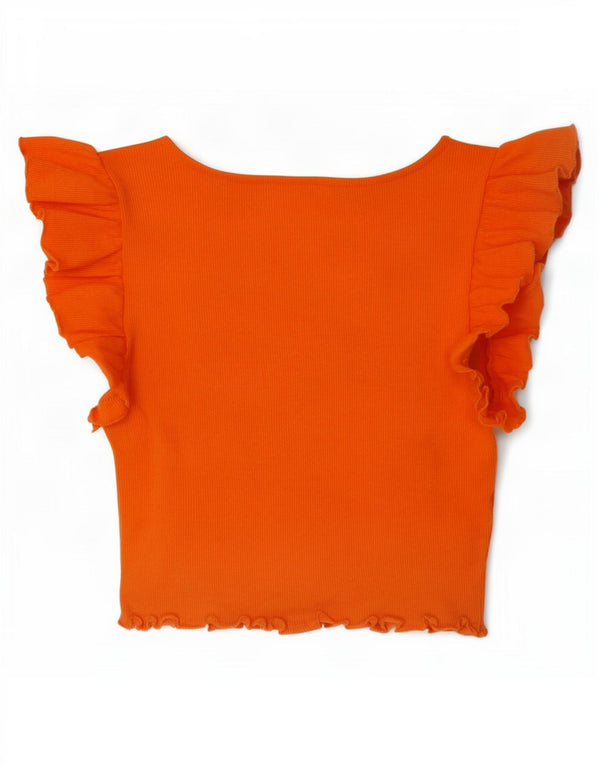 Zara ženski crop top UK 10 Small Orange Cotton