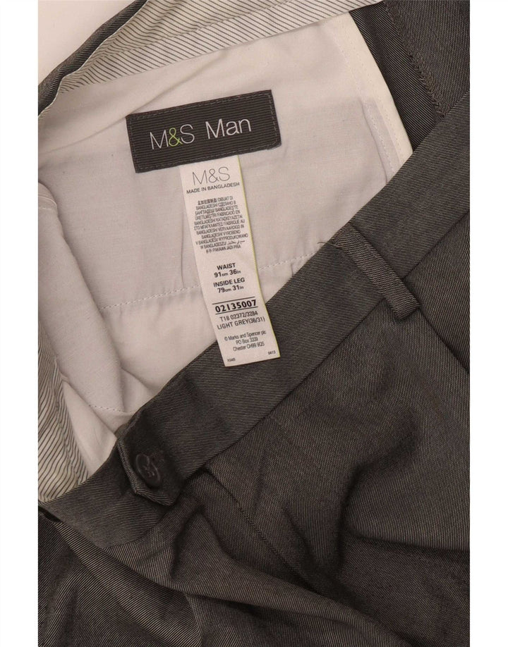 Marks & Spencer muške hlače s štipaljkama W36 L31 sivi poliester
