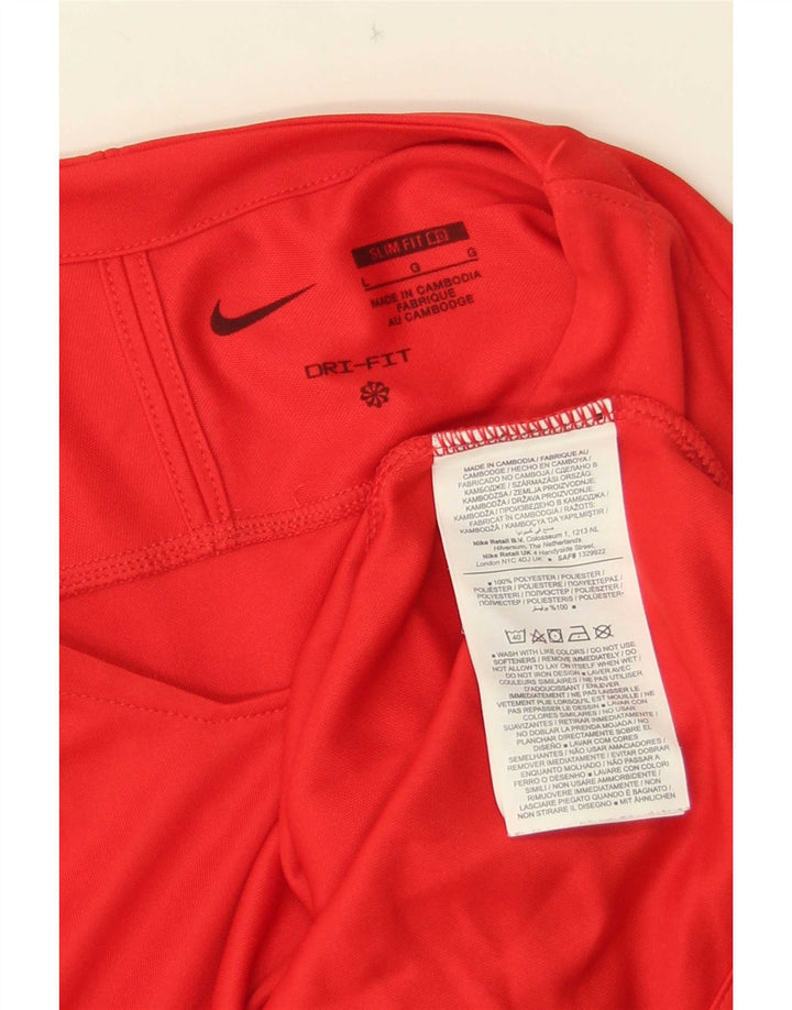 Nike muška Dri Fit Slim Fit grafička majica dugih rukava, veliki crveni poliester