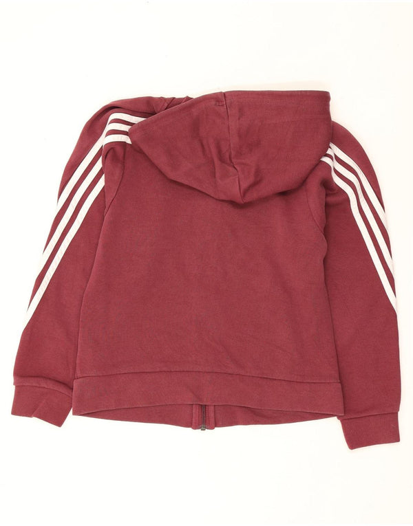 Adidas ženski pulover s kapuljačom na patentni zatvarač UK 4/6 XS tamnocrveni pamuk
