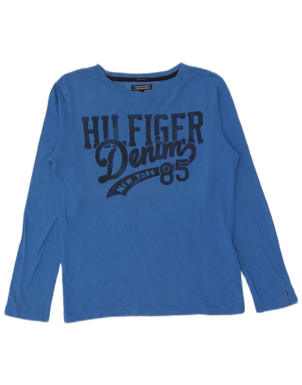 Tommy Hilfiger Boys Graphic Top Long Sleeve 13-14 Years Blue Cotton