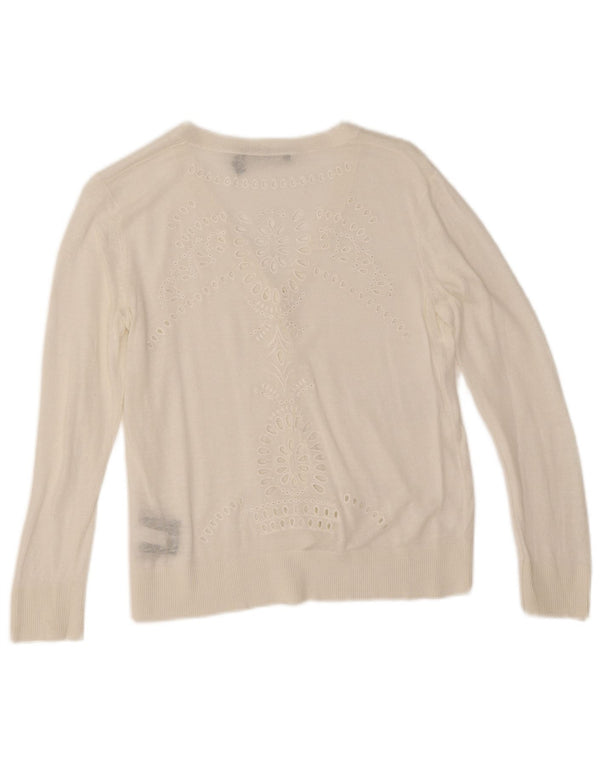 Ralph Lauren ženski preveliki balero džemper UK 6 XS od bijelog lana