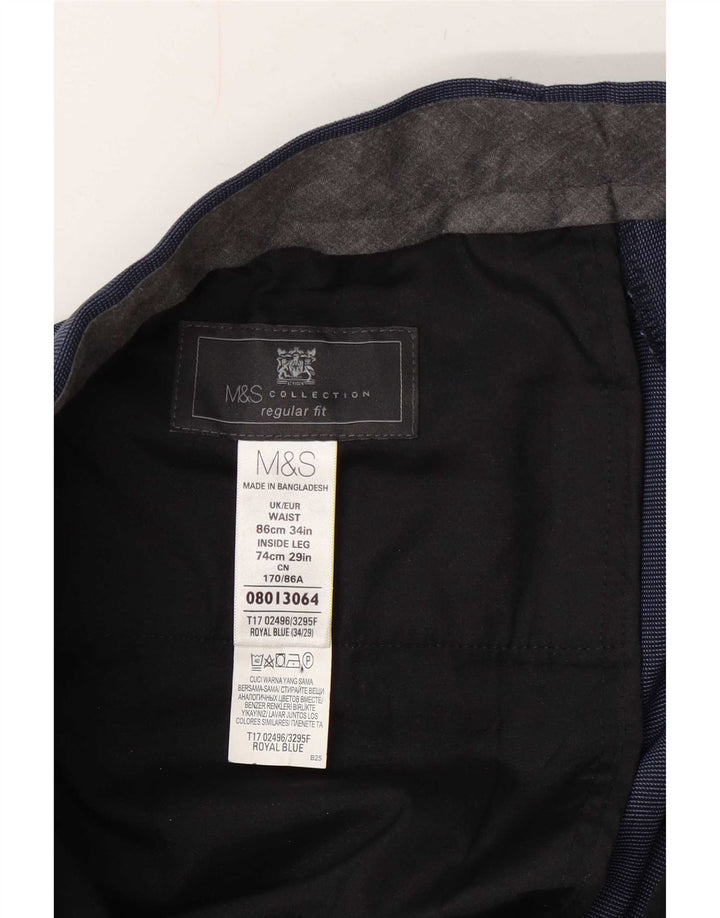 Marks & Spencer muške hlače standardnog kroja W34 L29 tamnoplave na točkice