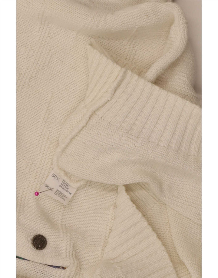 Vintage muški džemper s polo ovratnikom srednje bijele boje