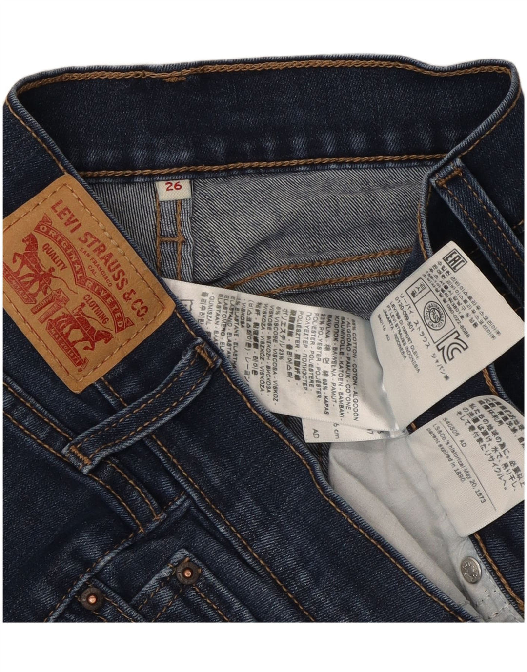 Levi's ženske traper kratke hlače W26 male plave boje pamuka