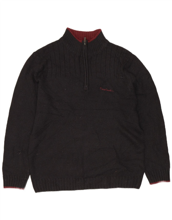 PIERRE CARDIN Ženski džemper s izrezom s patentnim zatvaračem UK 20 2XL crni akril