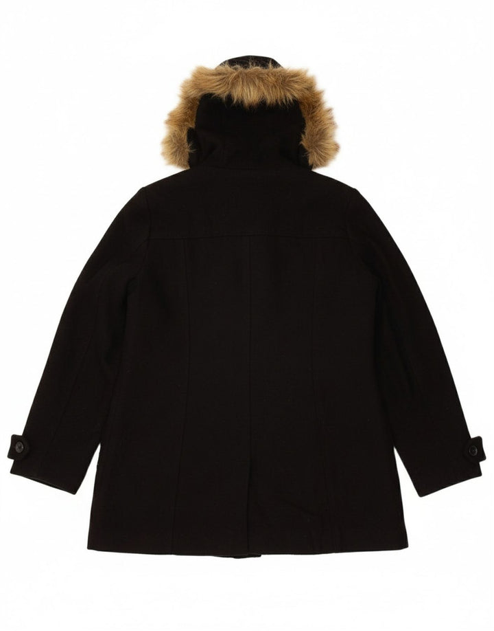 OLD NAVY Womens Hooded Duffle Coat UK 14 Medium Brown Wool