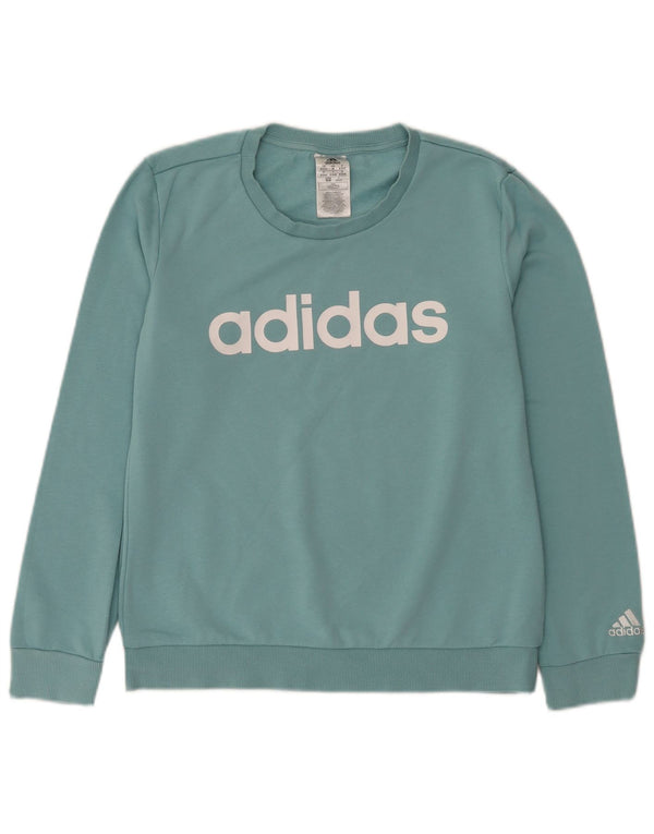 Adidas ženski džemper s grafičkim motivima UK 12/14 srednje plavi pamuk