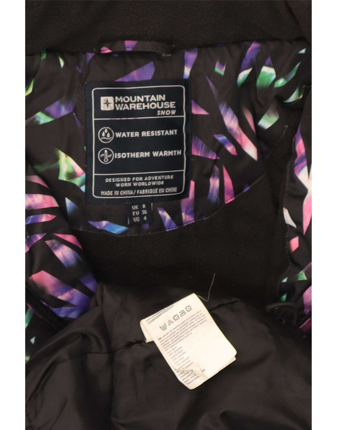 Mountain Warehouse ženska skijaška jakna s kapuljačom UK 8 Mala crna geometrijska