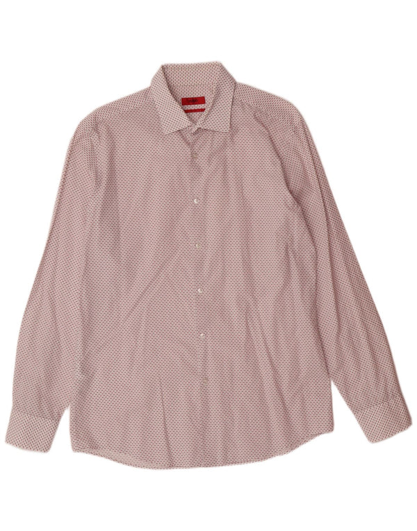 HUGO BOSS Muška uska košulja veličine 42 16 1/2 Velika bijela pamuk na točkice