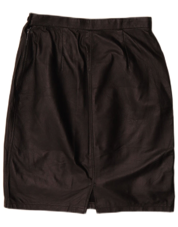 Vintage Womens Leather Pencil Skirt W26 Small Black