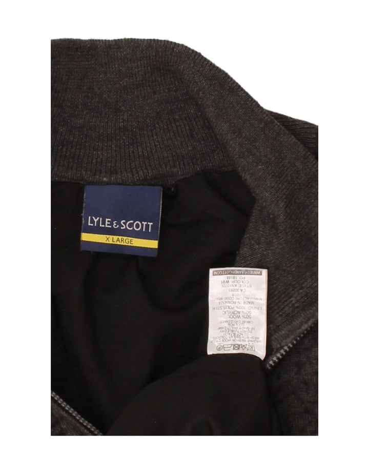 LYLE & SCOTT Mens Zip Neck Jumper Sweater XL Grey Flecked Wool Vintage Lyle & Scott and Second-Hand Lyle & Scott from Messina Hembry 