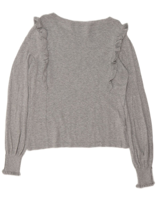 LAURA ASHLEY Ženski džemper s morskim izrezom UK 14 Veliki sivi pamuk