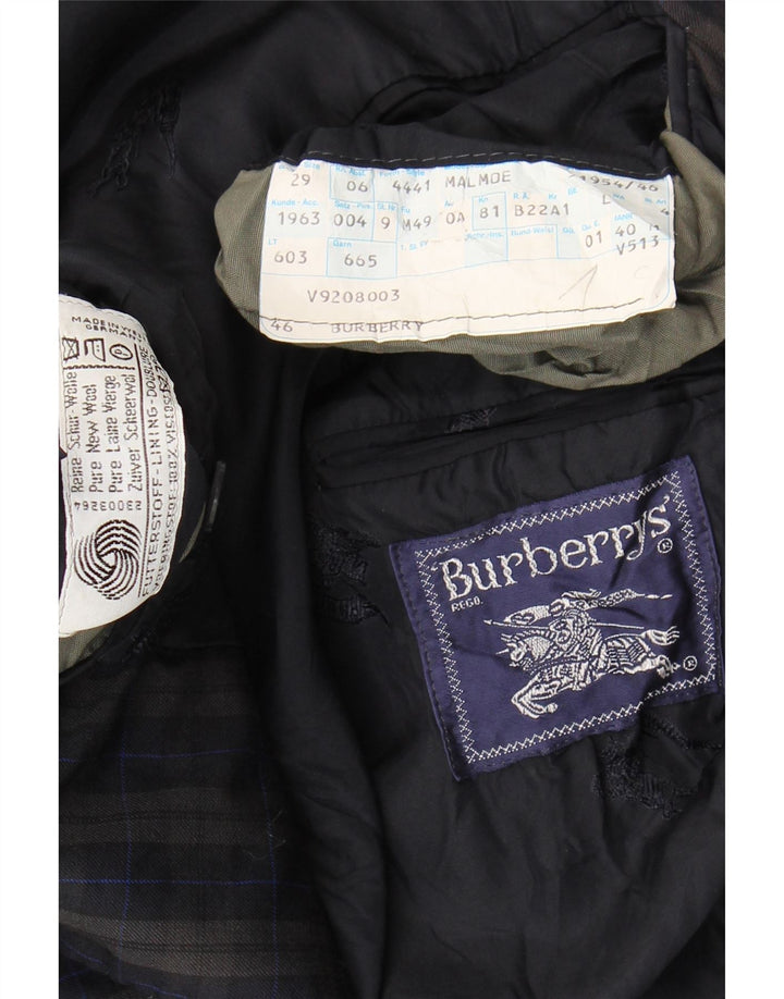 Burberrys muška jakna sa 2 gumba UK 46 3XL tamnoplava karirana djevičanska vuna