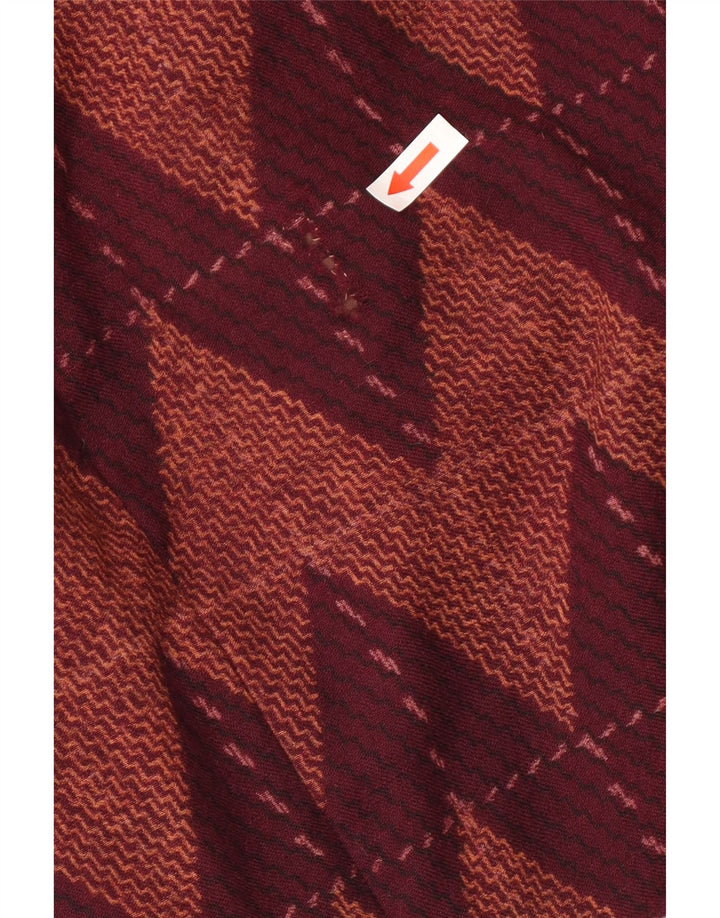 Vintage ženska osnovna haljina 3/4 rukava UK 12 Srednji tamnocrveni Chevron