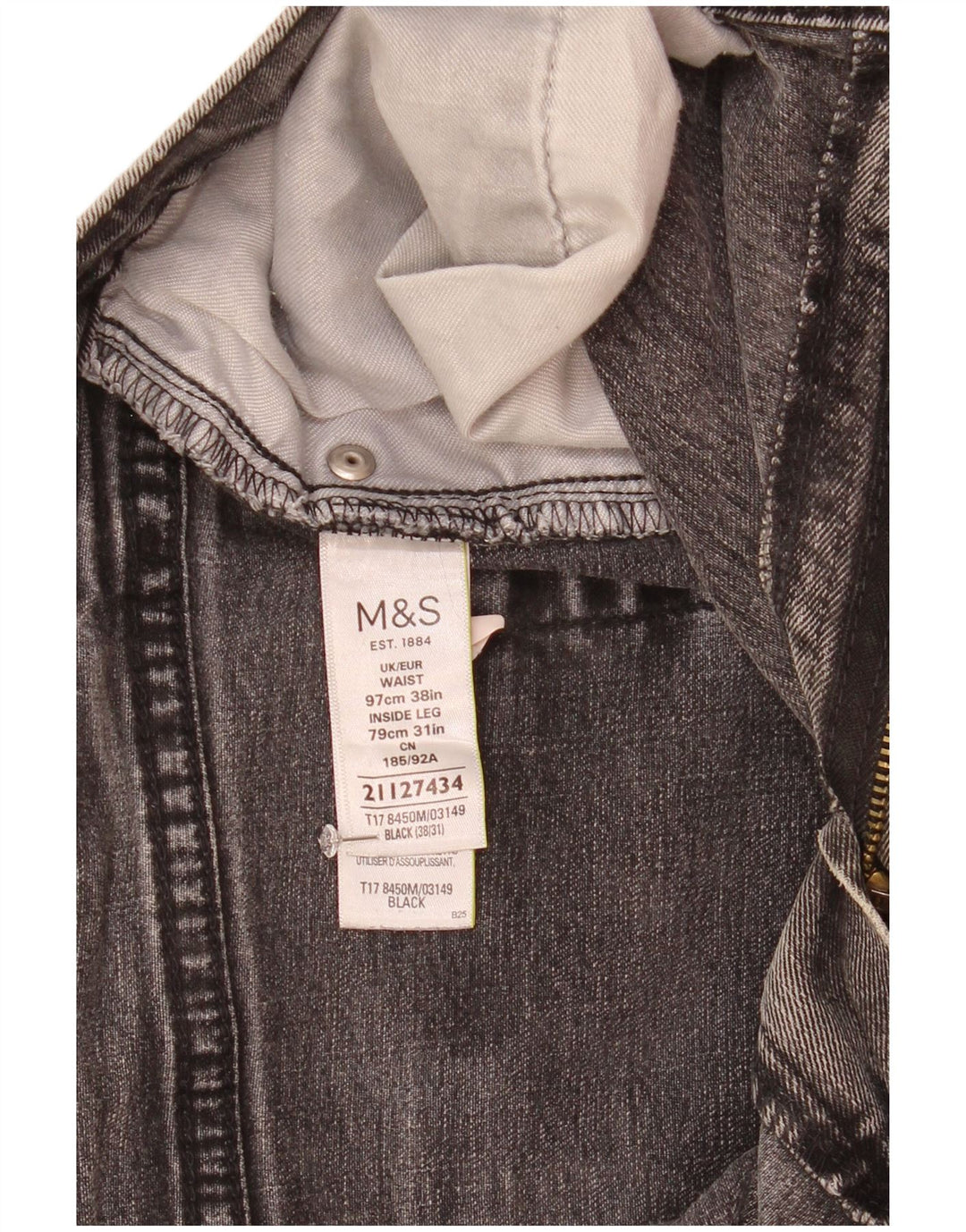 Marks & Spencer muške ravne traperice W38 L31 crni pamuk