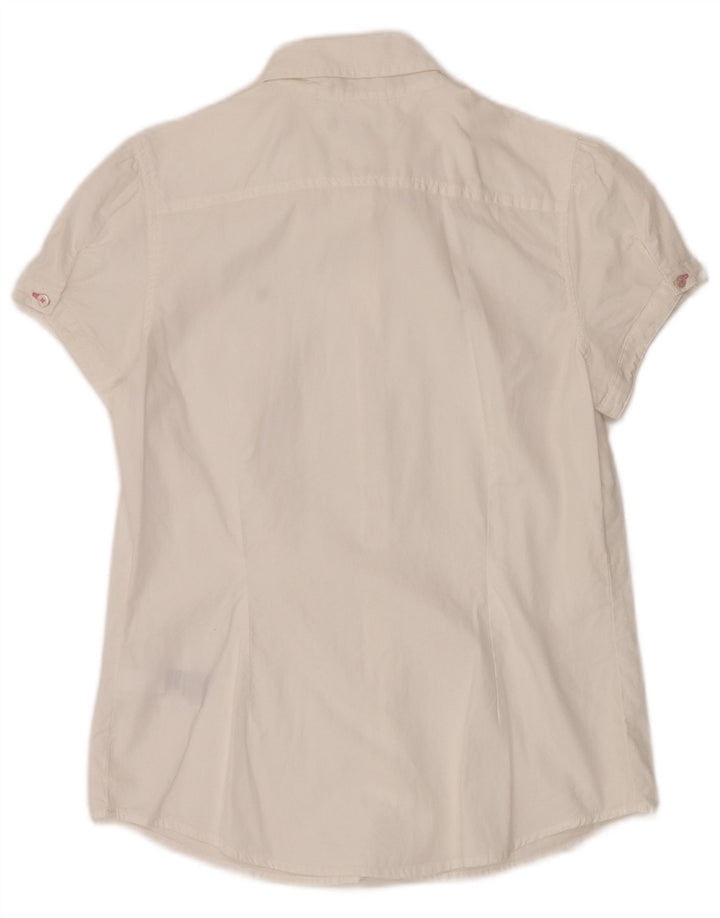 TOMMY HILFIGER Ženska košulja kratkih rukava UK 14 Srednje bijeli pamuk