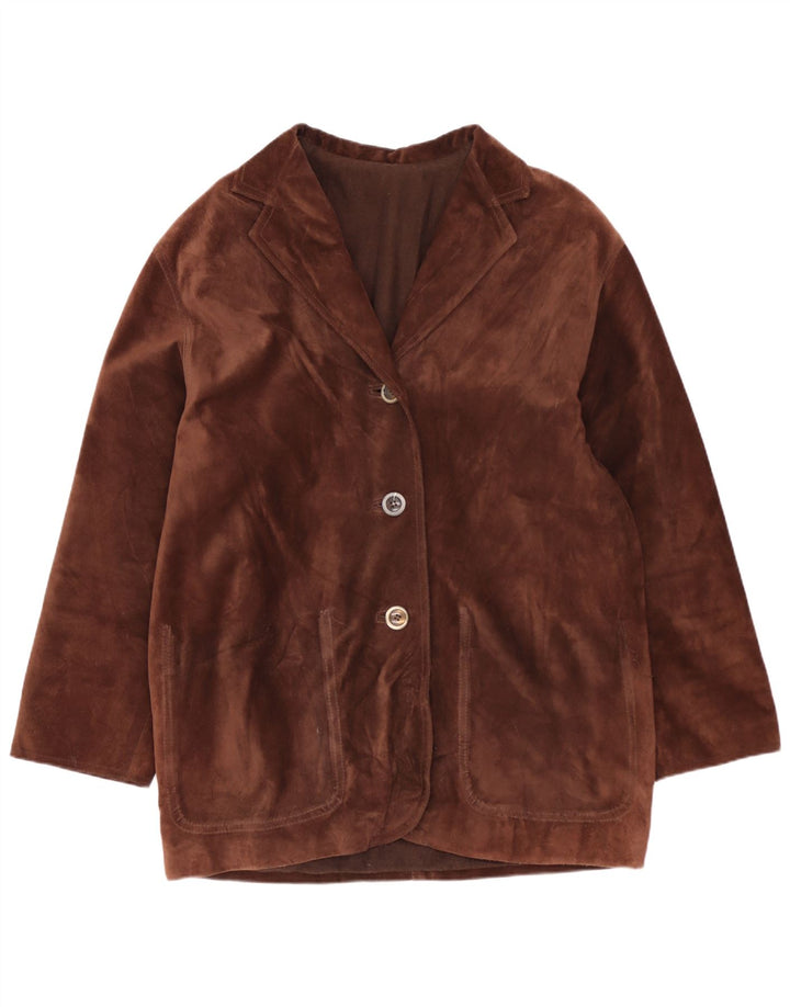 Vintage ženska prevelika jakna od brušene kože EU 40 srednje smeđe kože