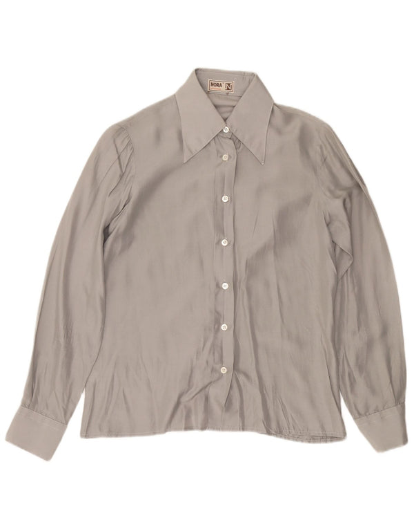 VINTAGE Ženska košulja bluza UK 12 Srednje siva svila