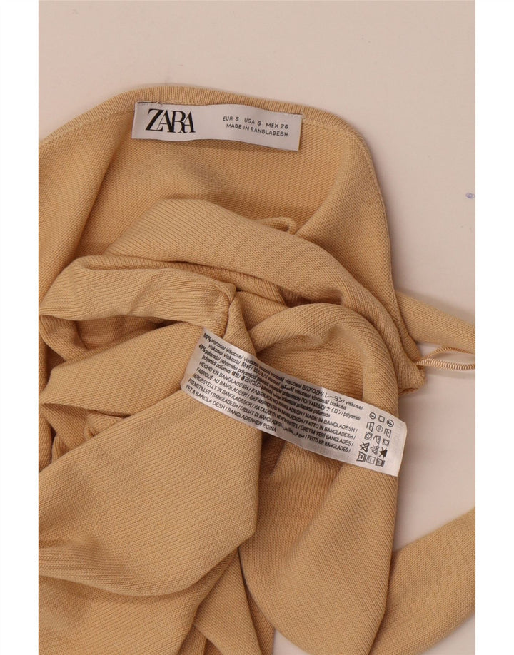 Zara ženska majica s halterima UK 8 Mala bež viskoza