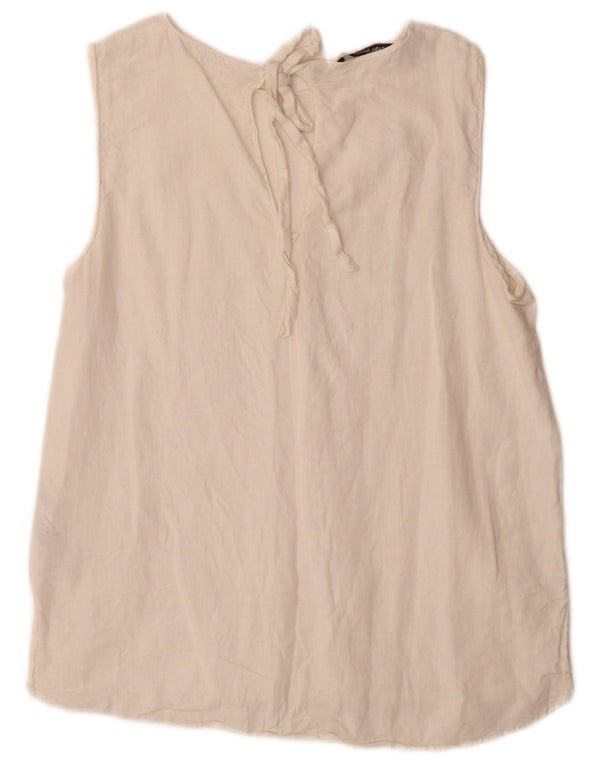 Zara ženski gornji dio bluze bez rukava UK 14 Large Off White Lan