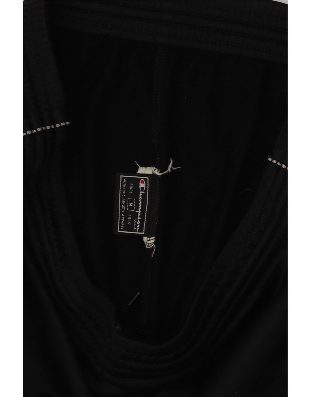 CHAMPION Mens Graphic Tracksuit Trousers Medium Black Polyester Vintage Champion and Second-Hand Champion from Messina Hembry 