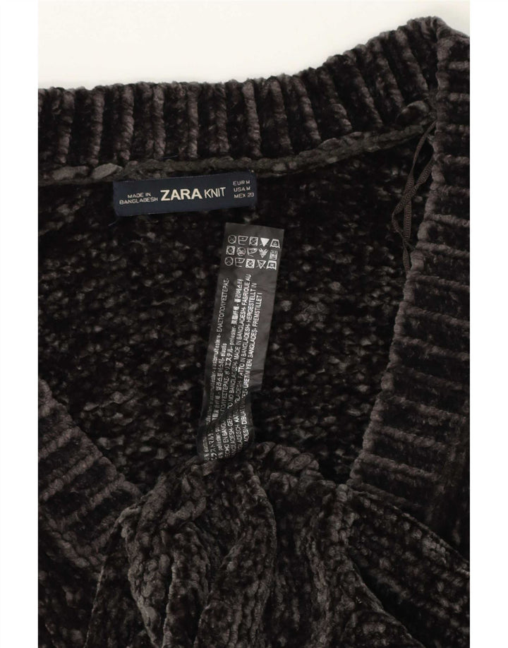 Zara ženski pulover s 3/4 rukavima s V-izrezom UK 14 srednje siva