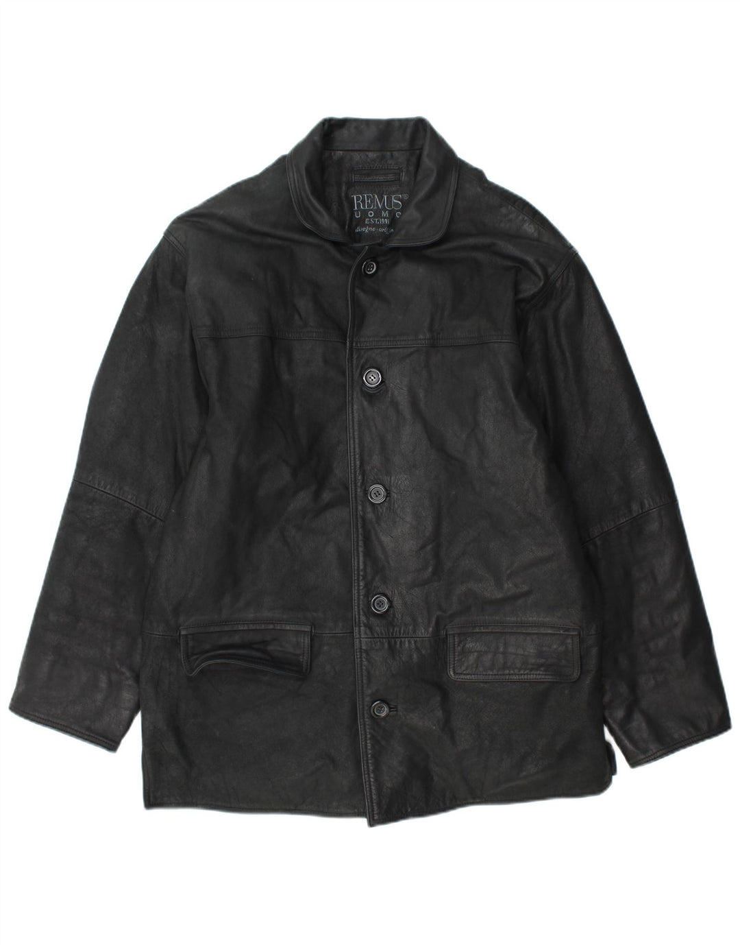 REMUS Muški kožni kaput UK 40 Veliki crni kožni
