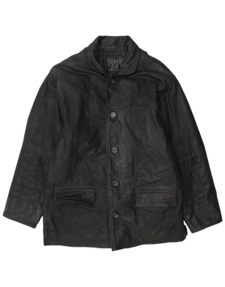 REMUS Muški kožni kaput UK 40 Veliki crni kožni