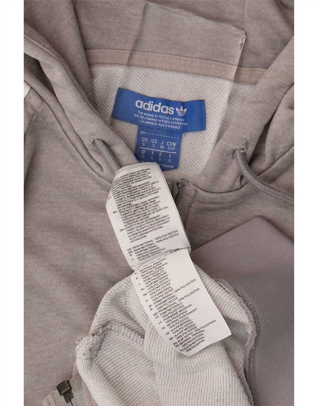 Adidas muški pulover s kapuljačom na patentni zatvarač mali sivi poliester