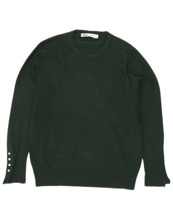 Zara ženski pulover s okruglim izrezom UK 18 XL Zelena viskoza