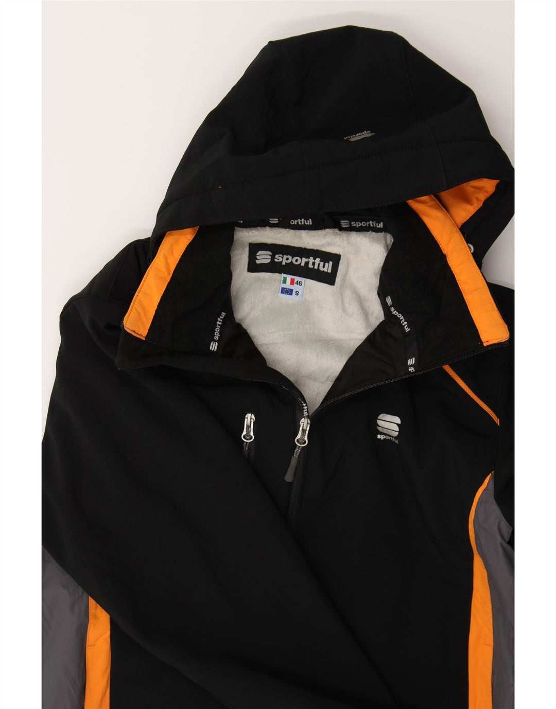 SPORTFUL Mens Graphic Windbreaker Jacket IT 46 Small Navy Blue Colourblock Vintage Sportful and Second-Hand Sportful from Messina Hembry 