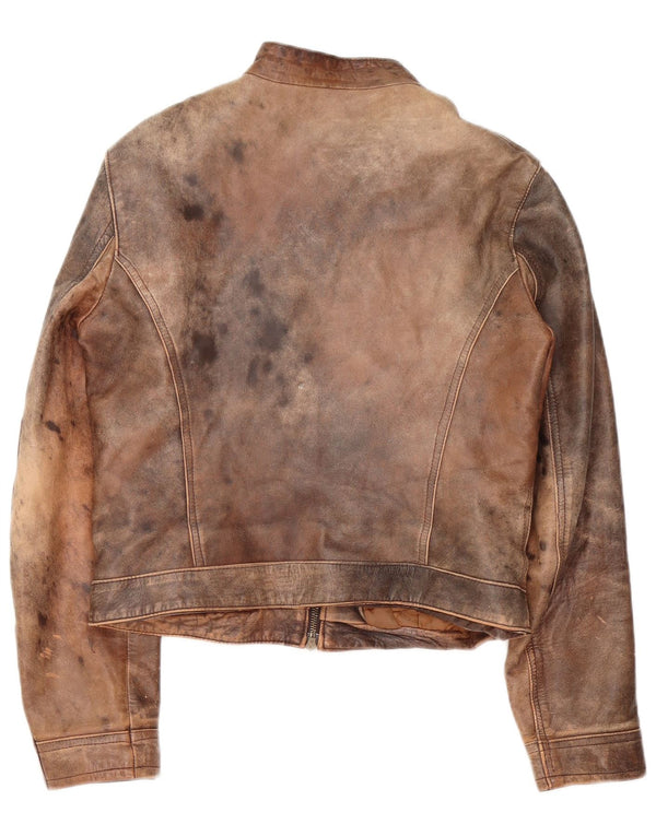 Vintage ženska kožna trkaća jakna IT 48 XL smeđa
