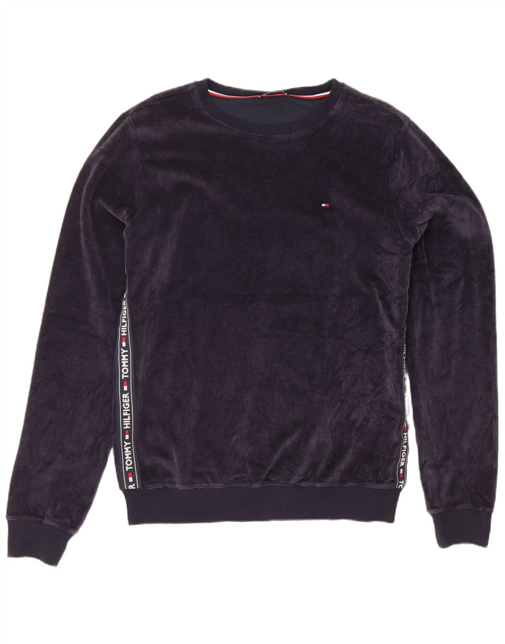 Tommy Hilfiger muški džemper od velura s grafikom srednje tamnoplave boje
