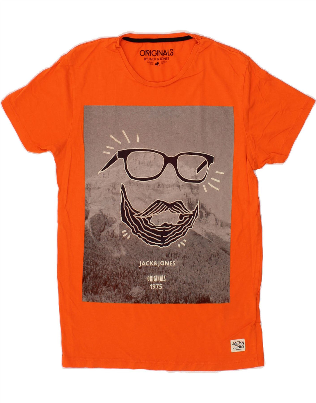 JACK & JONES Mens Graphic T-Shirt Top Medium Orange Cotton Vintage Jack & Jones and Second-Hand Jack & Jones from Messina Hembry 