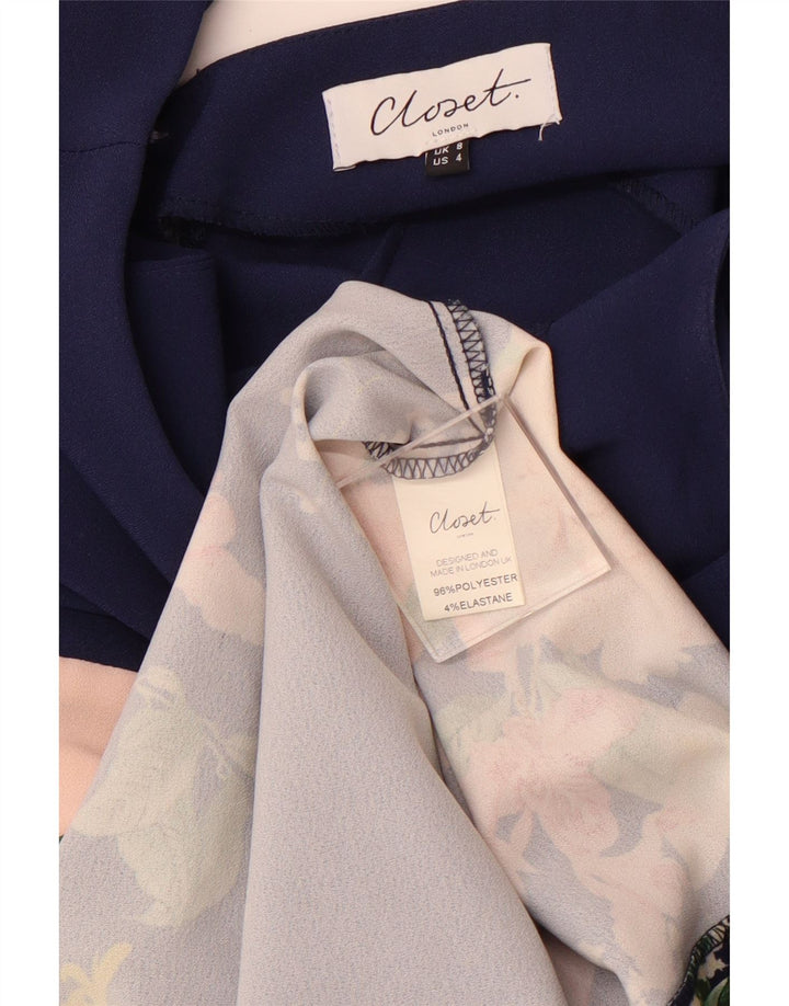 ORMARI Ženska dotjerana haljina bez rukava UK 8 Mala tamnoplava cvjetna