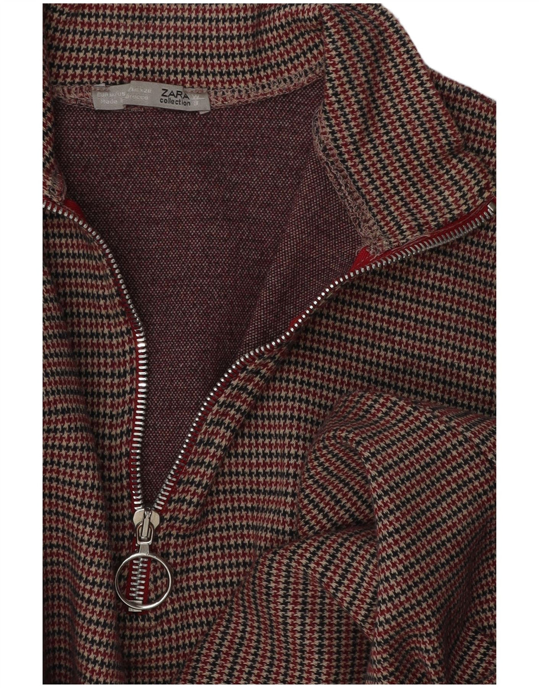 Zara ženska haljina dugih rukava na duge rukave UK 12 srednje smeđa houndstooth