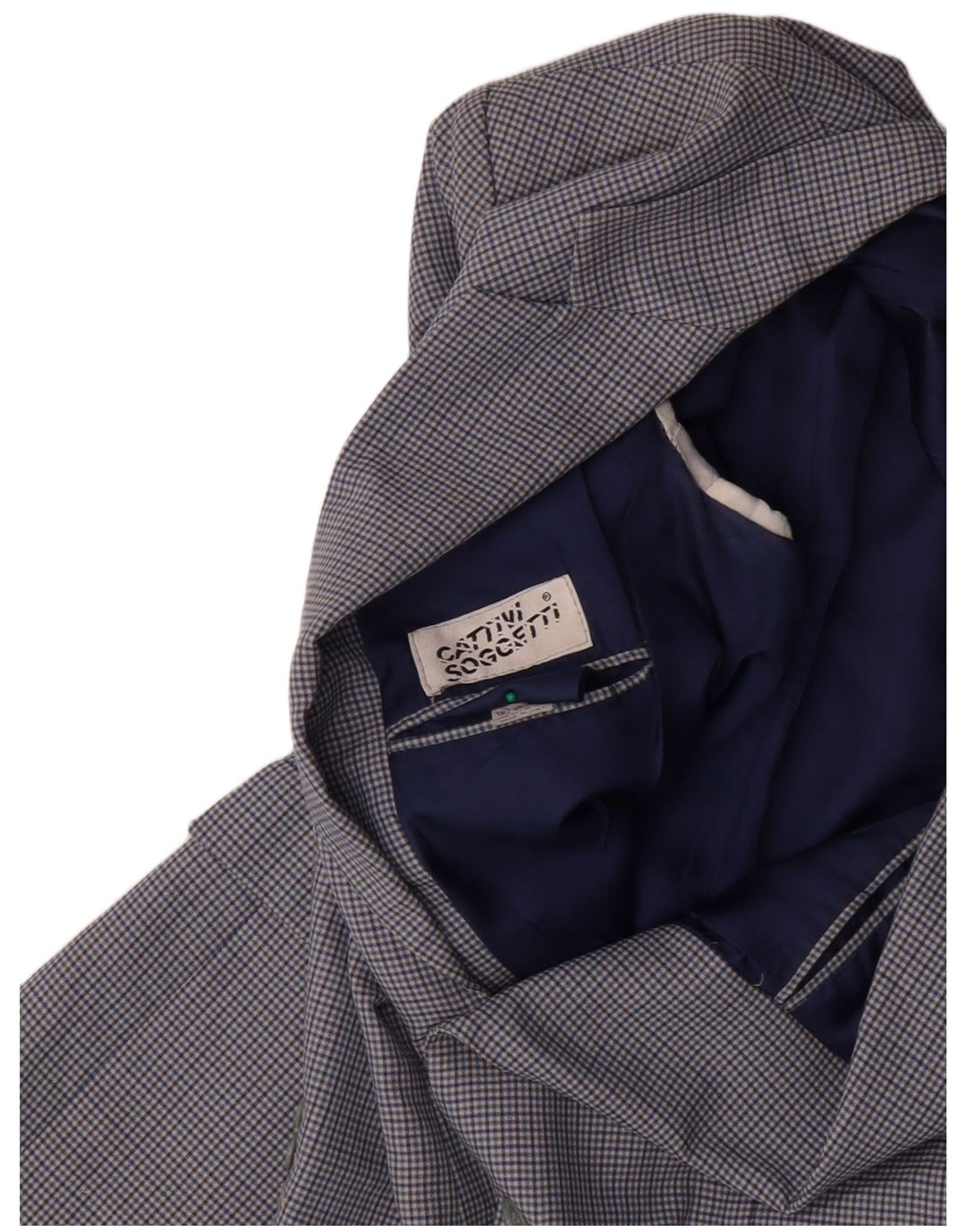 VINTAGE Muška jakna s 2 gumba IT 50 Large Blue Check Wool