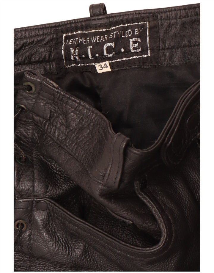 VINTAGE muške kožne hlače W34 L30 crne