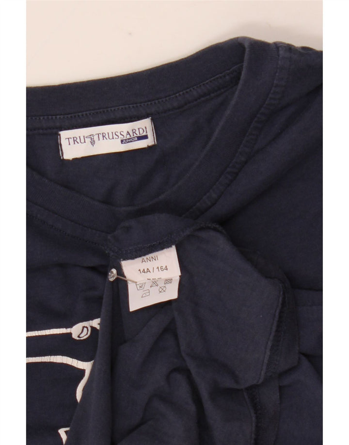 Trussardi majica dugih rukava za dječake, 13-14 godina, tamnoplavi pamuk
