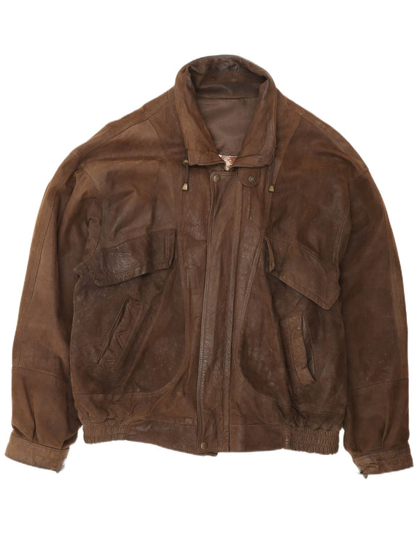 Vintage muška bomber kožna jakna UK 42 XL smeđa