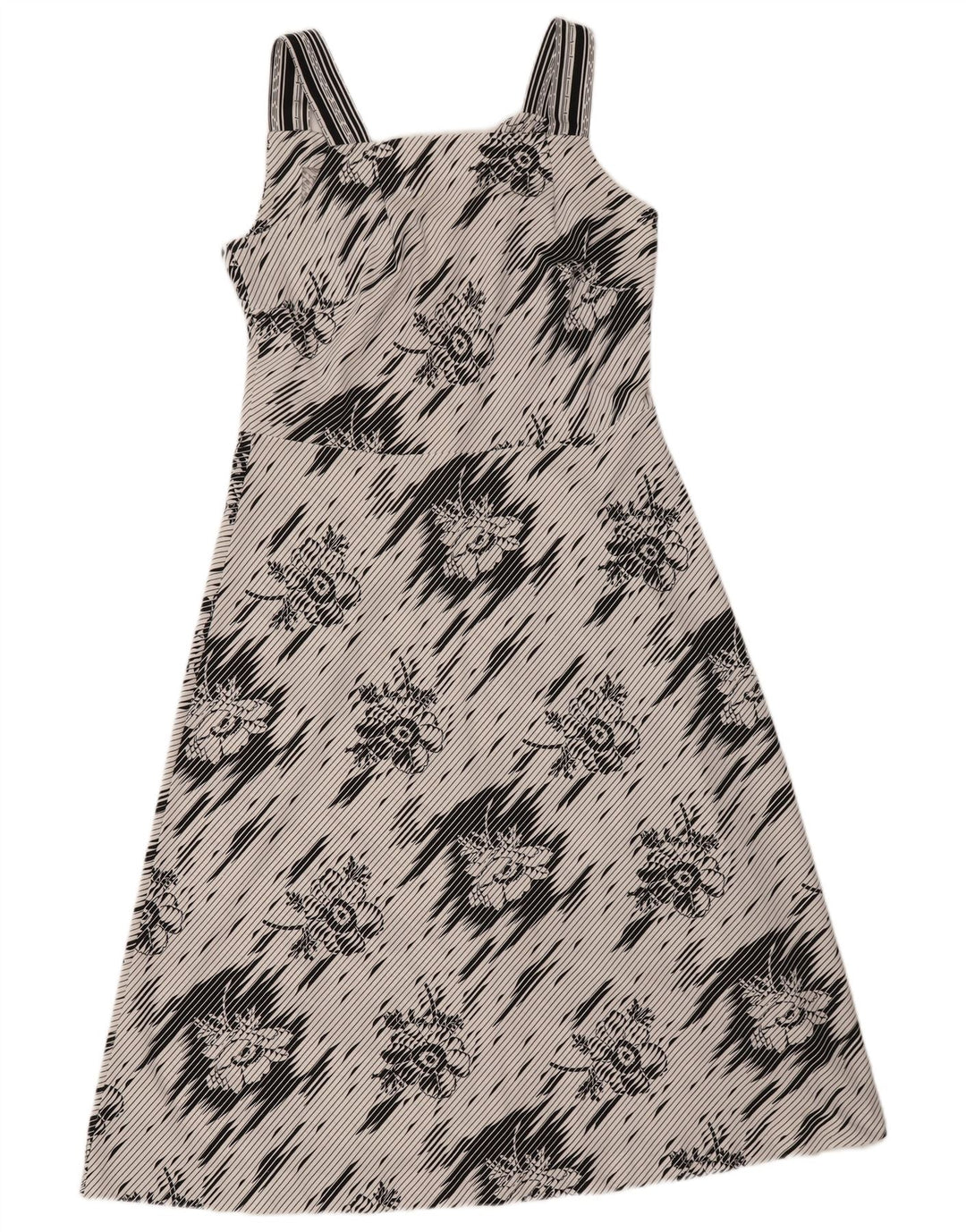 VINTAGE Womens Sleeveless A-Line Dress IT 44 Medium White Floral Polyester