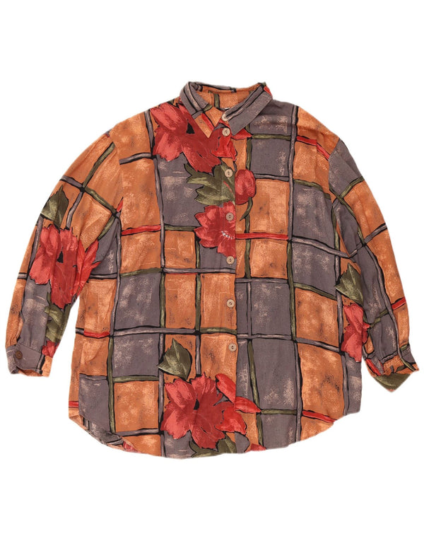 Vintage ženska košulja bluza UK 22 3XL Višebojna cvjetna viskoza