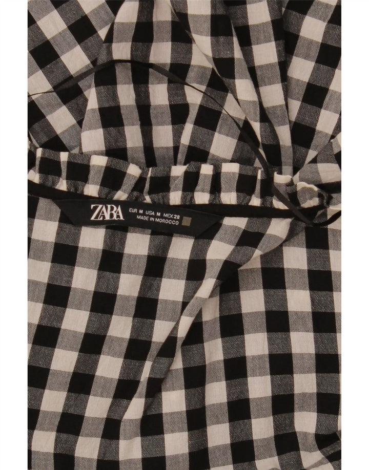 Zara ženska haljina A-kroja UK 14 srednje crna gingham