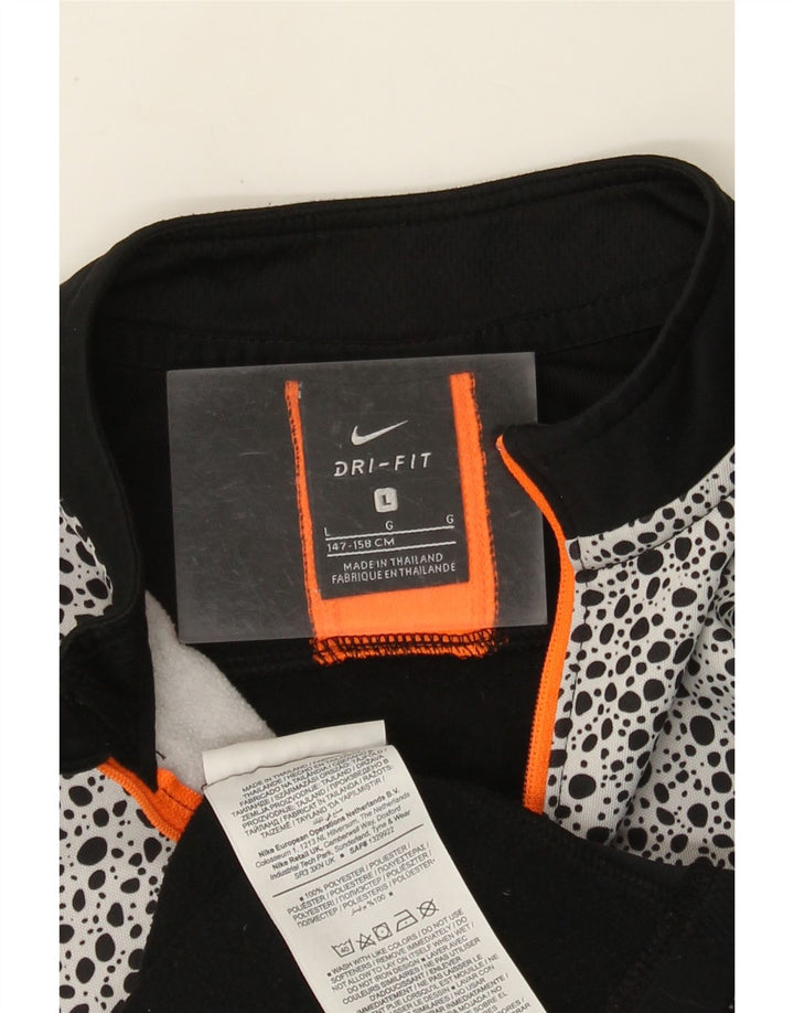 NIKE Boys Graphic Pullover Trenirka Top 12-13 Years Large Black Spotted
