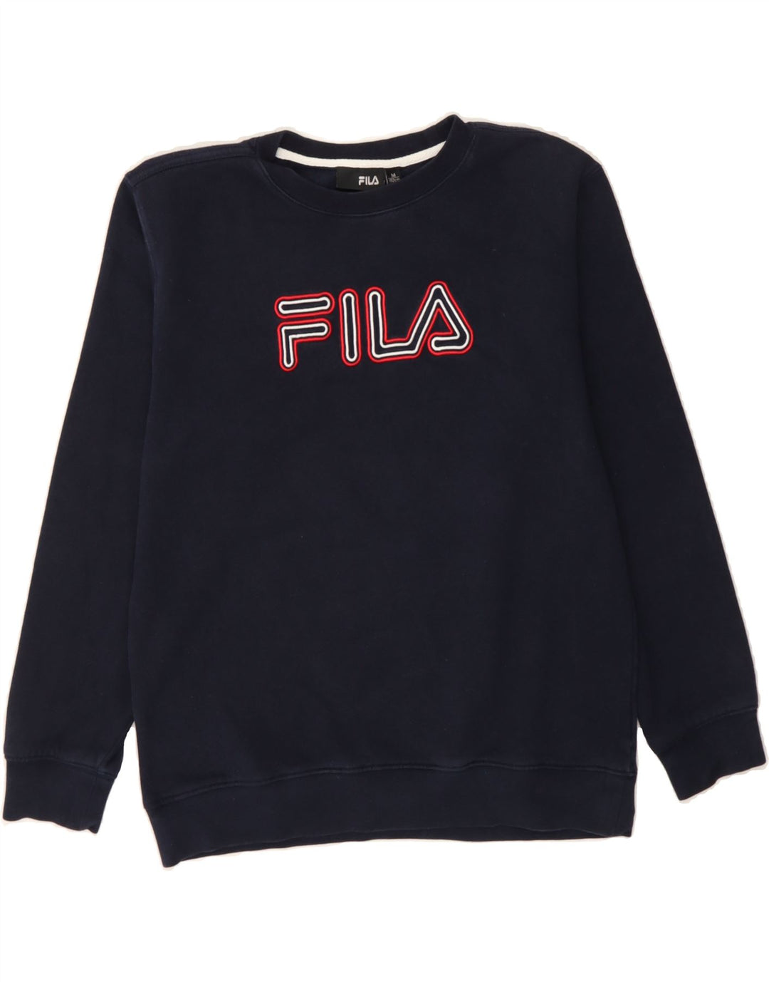 FILA Boys Graphic Sweatshirt Jumper 12-13 Years Medium Navy Blue Cotton Vintage Fila and Second-Hand Fila from Messina Hembry 